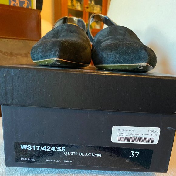 Dries Van Noten Black Suede Slingback Pumps 37 - Picture 9 of 11